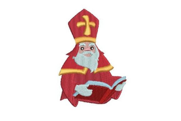 A Close Look at the Sinterklaas with His Book Embroidery