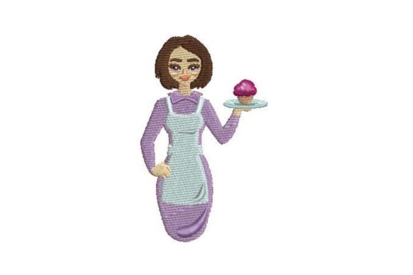 A Sweet Review: Baker Holding a Cupcake Embroidery Design