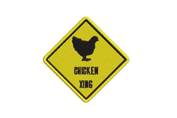 From My Studio: Testing the Chicken Xing Sign Embroidery Design
